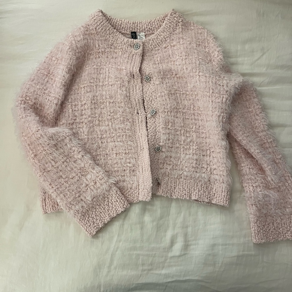 H&M Soft Pink Textured Cardigan